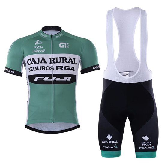 Caja Rural Kurzarmtrikot 2017 und Kurze Tragerhose grun